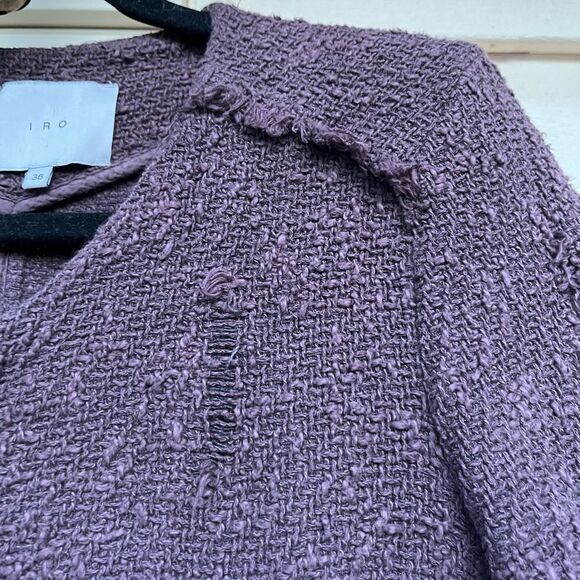 IRO Rich Chocolate/Purple/Mauve Tweed Cropped Jacket/Blazer, Size 36 (US S) - Picture 4 of 13